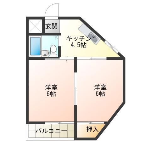 ラパンジール大国III(2K/12階)の間取り写真