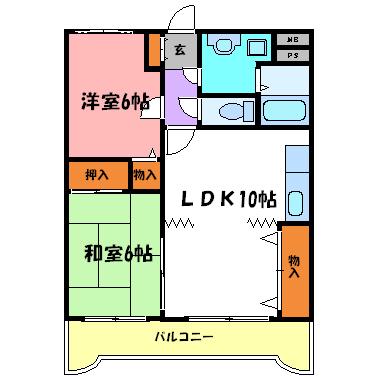 フローラルハイツ・ダイキⅡ(2LDK/2階)の間取り写真