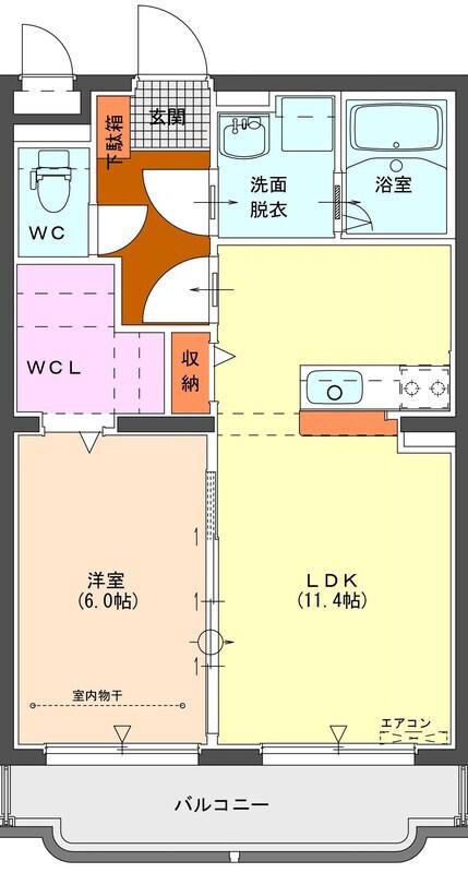 BRIGHTLY PLACE(1LDK/3階)の間取り写真