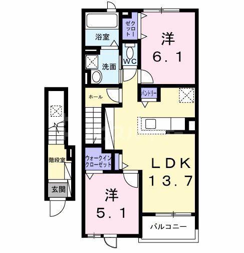 古ケ崎2丁目アパートB(2LDK/2階)の間取り写真