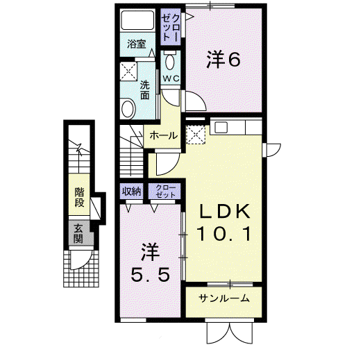 セレノコルソ(2LDK/2階)の間取り写真