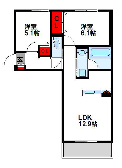 CHOUETTE(2LDK/1階)の間取り写真