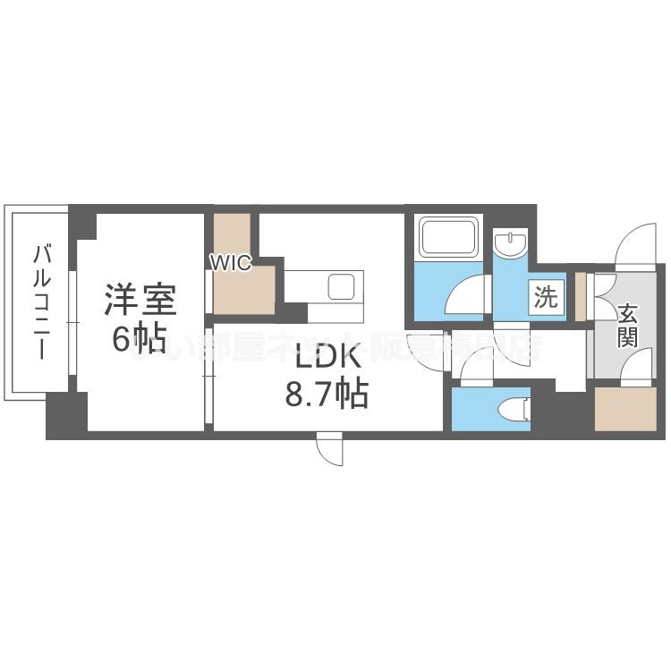ヴェール同心(1LDK/6階)の間取り写真