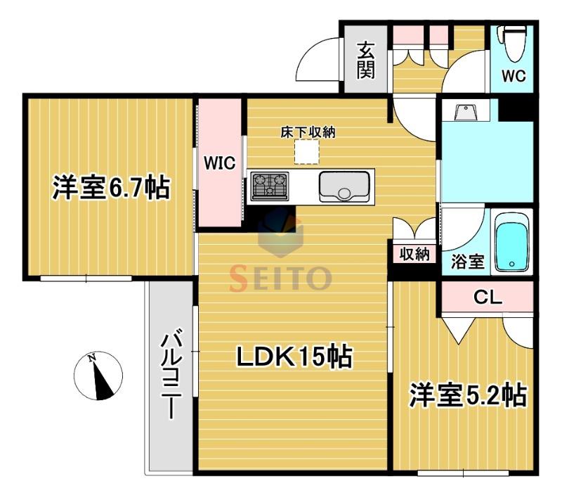 シャーメゾン セレッソ中桜塚(2LDK/1階)の間取り写真