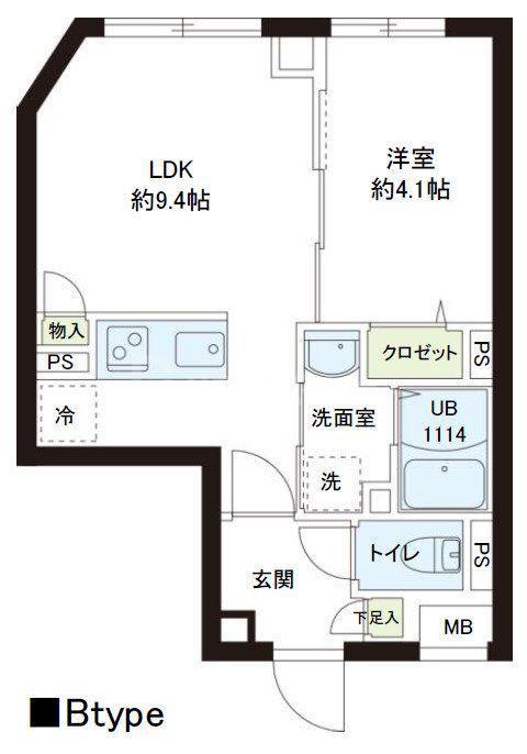 レピュア小石川レジデンス(1LDK/4階)の間取り写真