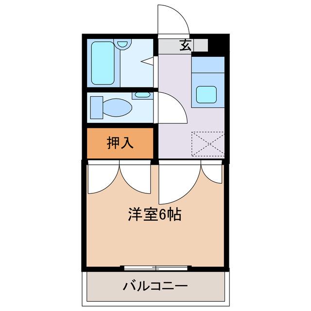 ルーエ磯(1K/2階)の間取り写真