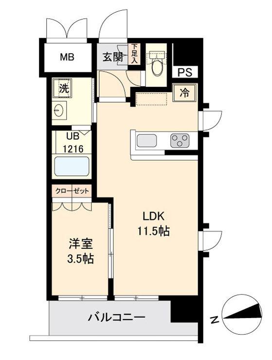 LASANTE薬師堂(1LDK/5階)の間取り写真