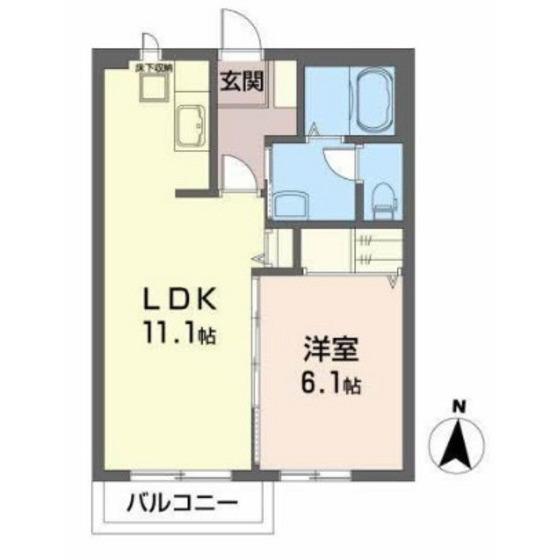 ルミエール北山(1LDK/2階)の間取り写真