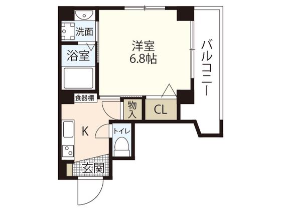 リフレスロイヤルシティIII(1K/6階)の間取り写真