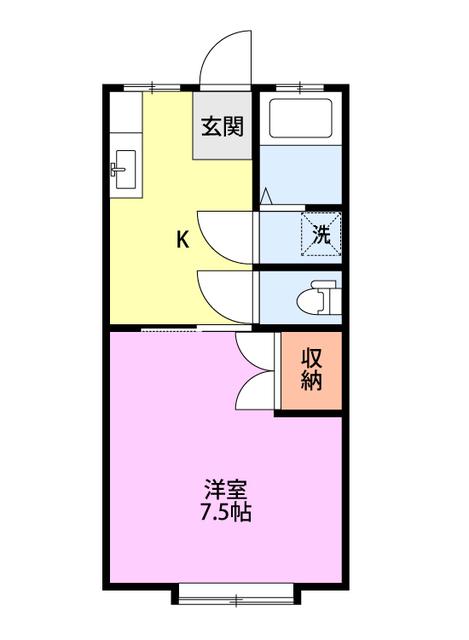 ハイツ江北(1K/1階)の間取り写真