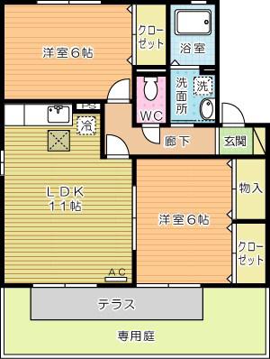 グランシャリオ・SB棟(2LDK/1階)の間取り写真