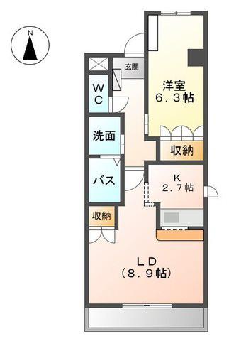 ガーデンハウス(1LDK/3階)の間取り写真