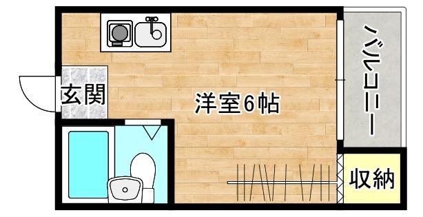 ぴーちばれい(ワンルーム/2階)の間取り写真
