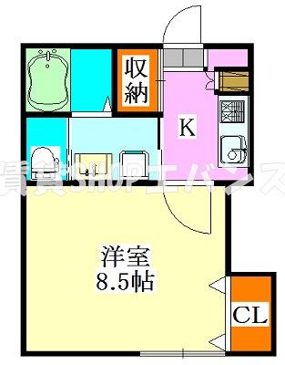 CLASSY津田沼(1K/1階)の間取り写真