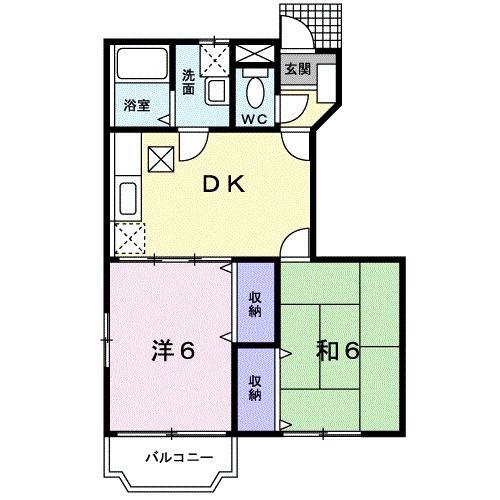 マリア清水 A(2DK/1階)の間取り写真