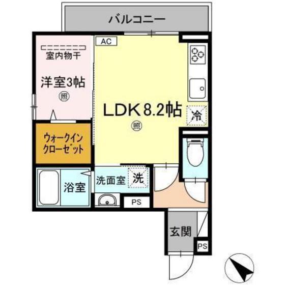 タウン中筋(1LDK/2階)の間取り写真