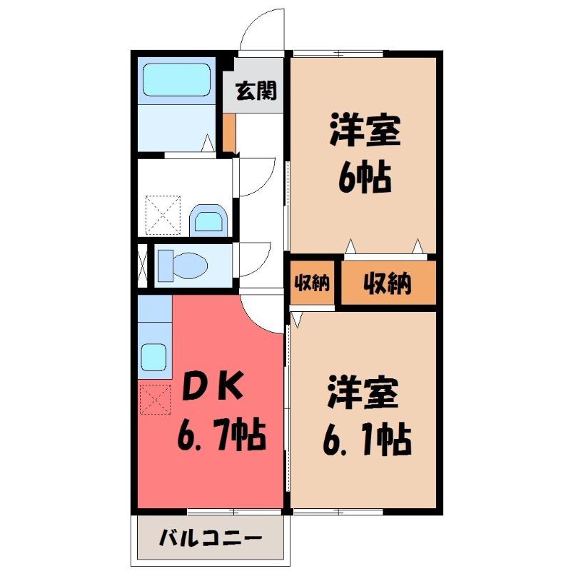 ルミエール小島A(2DK/2階)の間取り写真
