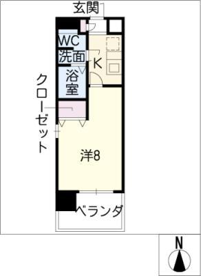 ESSE東別院(1K/9階)の間取り写真