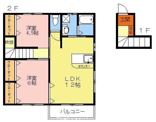 MARAU COURT(2LDK/2階)の間取り写真