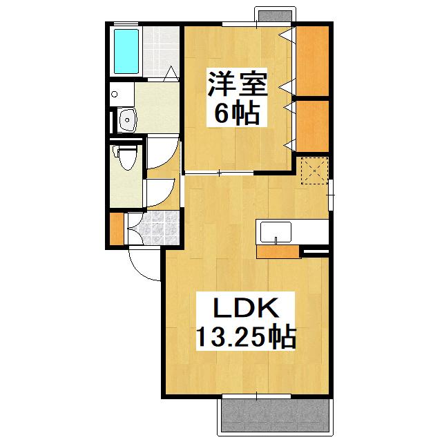 ノクターン(1LDK/1階)の間取り写真