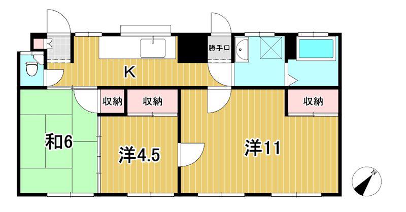 横山アパート(3K/1階)の間取り写真