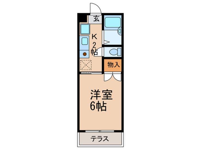 ジュネス 阿倍野(1K/2階)の間取り写真