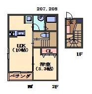 ヒルサイド見附町(1LDK/2階)の間取り写真