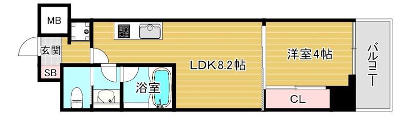 ブエナビスタ桜ノ宮イースト(1LDK/5階)の間取り写真
