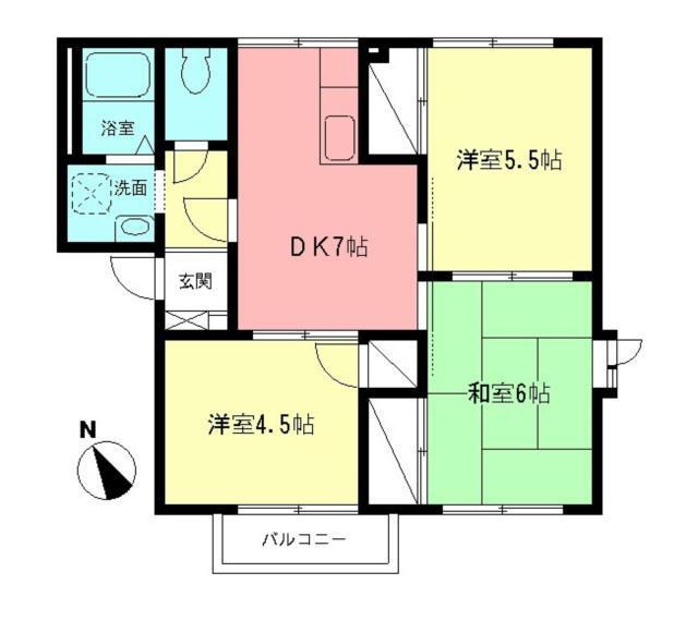 アンバービレッジN(3DK/2階)の間取り写真