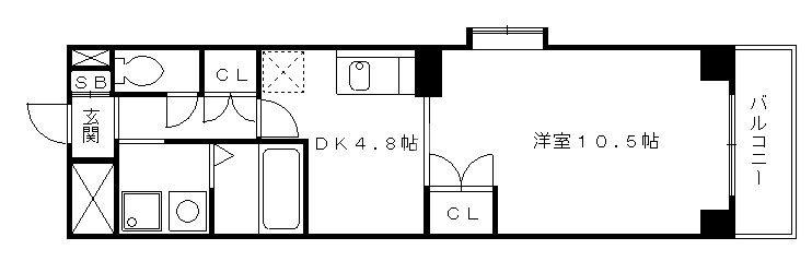 べラジオ富小路(1DK/2階)の間取り写真