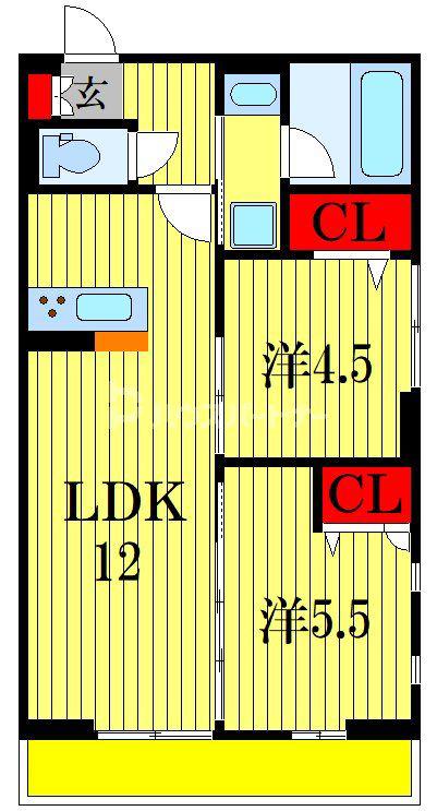 デュランタ(2LDK/2階)の間取り写真