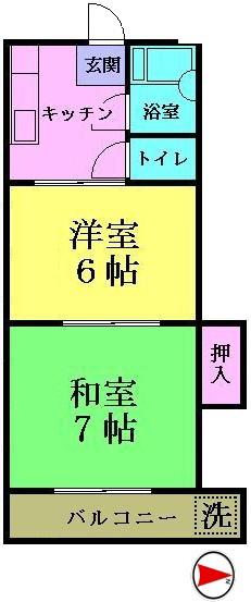 メゾン散田(2K/2階)の間取り写真
