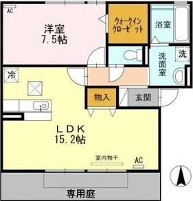 シャルマン アカネ(1LDK/1階)の間取り写真
