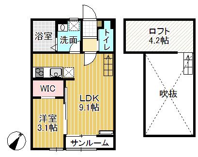 プリマヴェーラI(1LDK/2階)の間取り写真