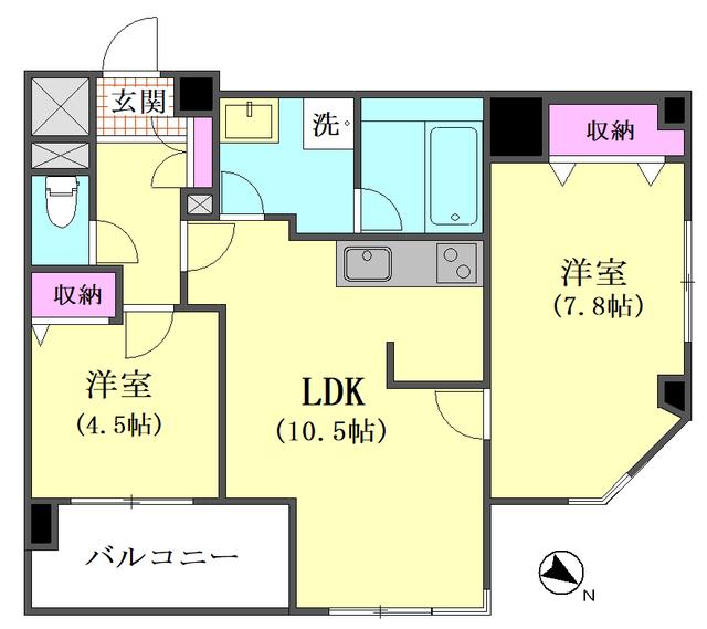 K2ロイヤル(2LDK/3階)の間取り写真