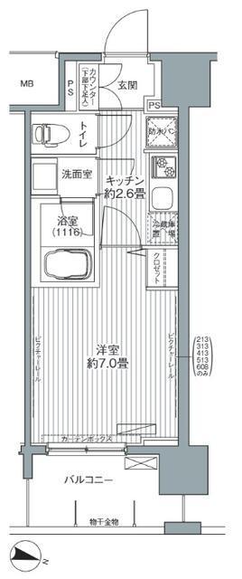 センテニアル王子神谷(1K/3階)の間取り写真