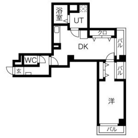 グリーンピア高崎(1DK/6階)の間取り写真