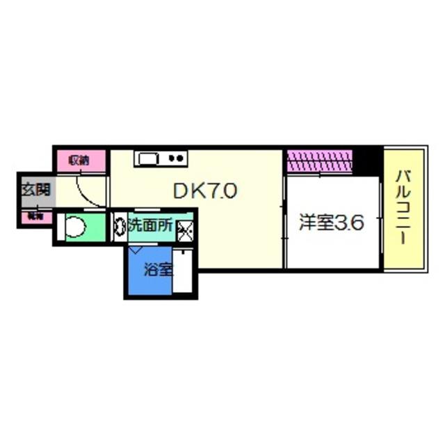クローバー・ビュー北花田(1DK/10階)の間取り写真