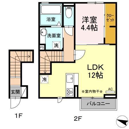 レオンハウス(1LDK/2階)の間取り写真