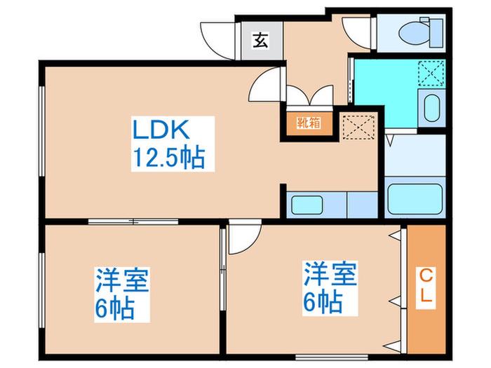 グランメール北11条(2LDK/1階)の間取り写真