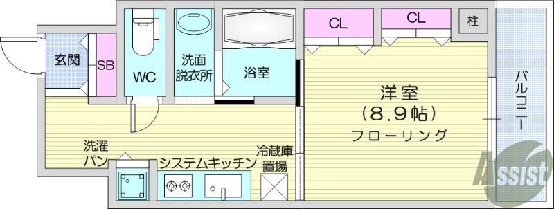 フィットエル仙台一番町(1K/4階)の間取り写真