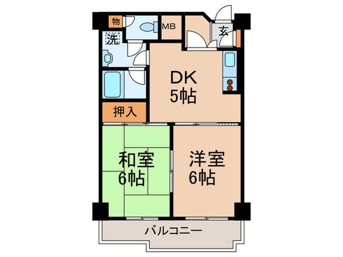 三越ゼームス坂マンション(2DK/4階)の間取り写真