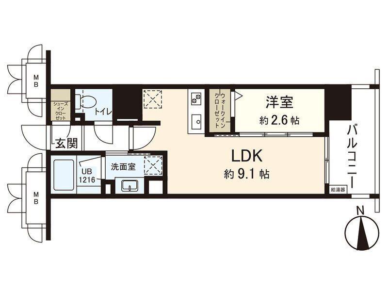 シーズンフラッツ仙台鉄砲町(1LDK/8階)の間取り写真