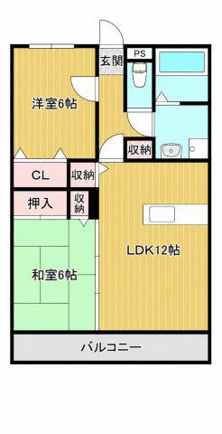 エイネメンション C棟(2LDK/3階)の間取り写真