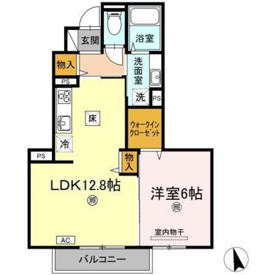 JR可部線 安芸長束駅 徒歩21分 2階建 築7年(1LDK/1階)の間取り写真