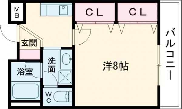 ジェンティールTATEISHIII(1K/2階)の間取り写真