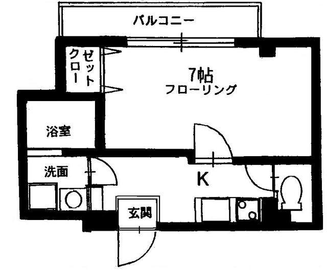 ロワールフェミナン新山下(1K/2階)の間取り写真