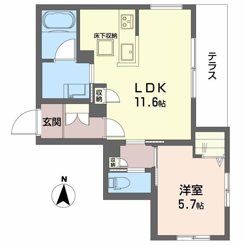ティーエヌ伍番館(1LDK/1階)の間取り写真