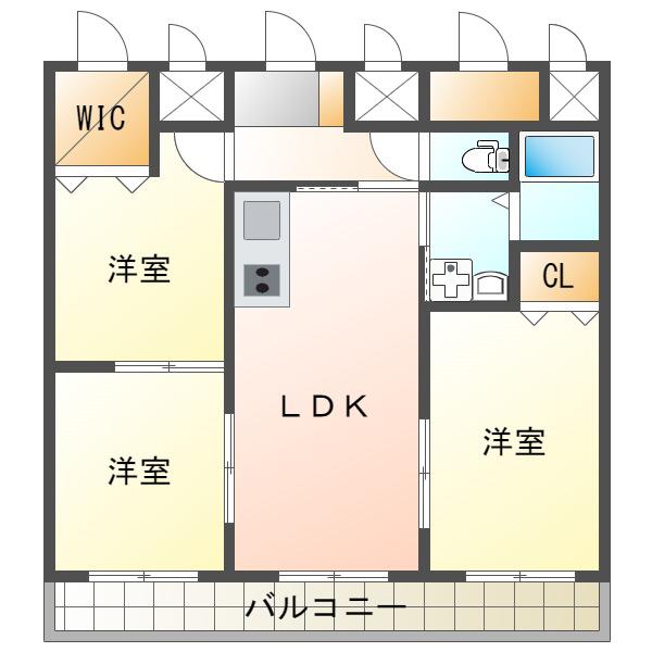 エヴァンスII(3LDK/3階)の間取り写真