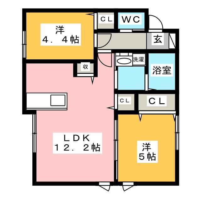 名鉄名古屋本線 岐南駅 徒歩18分 2階建 築7年(2LDK/1階)の間取り写真